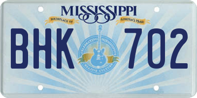 MS license plate BHK702
