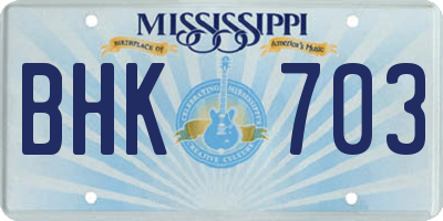 MS license plate BHK703