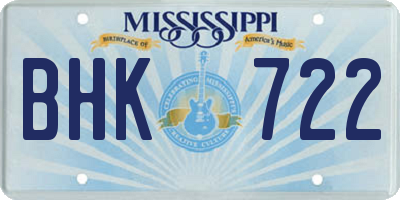 MS license plate BHK722