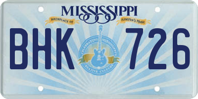 MS license plate BHK726