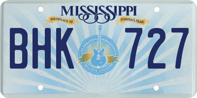 MS license plate BHK727