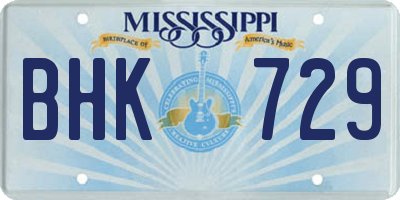 MS license plate BHK729