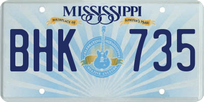 MS license plate BHK735