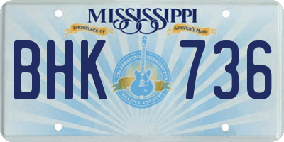 MS license plate BHK736