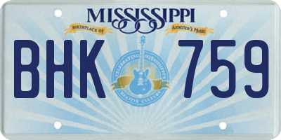 MS license plate BHK759