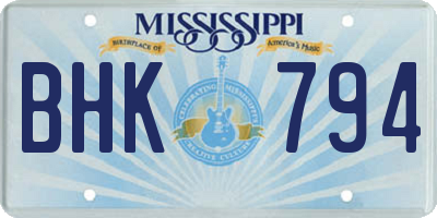 MS license plate BHK794