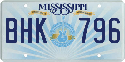 MS license plate BHK796
