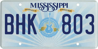 MS license plate BHK803