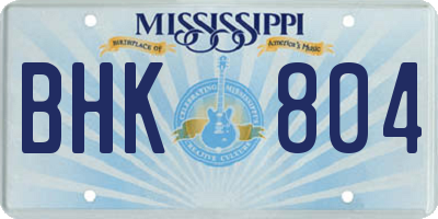 MS license plate BHK804