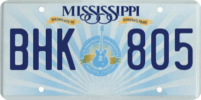 MS license plate BHK805