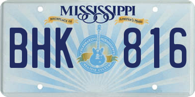MS license plate BHK816