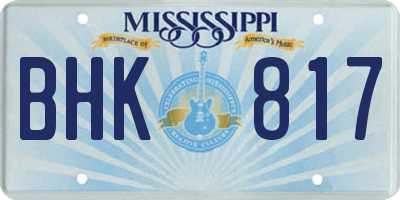 MS license plate BHK817