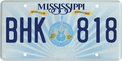 MS license plate BHK818