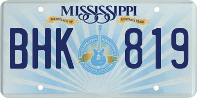 MS license plate BHK819