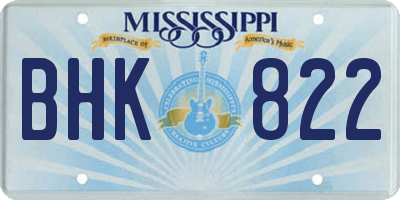 MS license plate BHK822