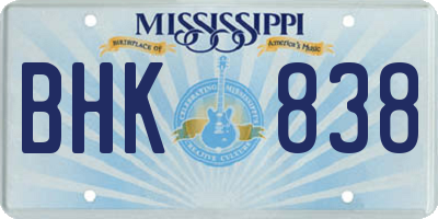 MS license plate BHK838