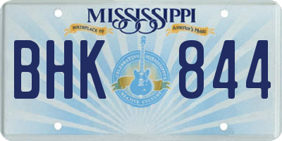 MS license plate BHK844