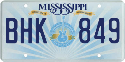 MS license plate BHK849