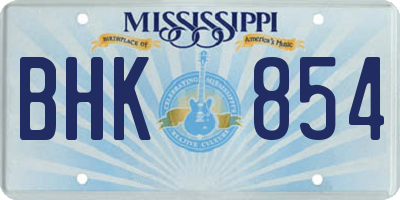 MS license plate BHK854