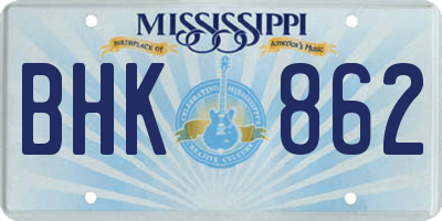 MS license plate BHK862