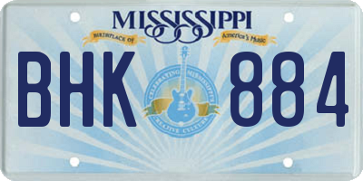 MS license plate BHK884