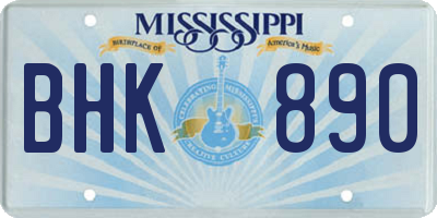 MS license plate BHK890