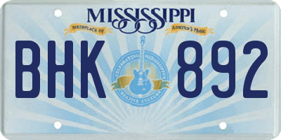 MS license plate BHK892