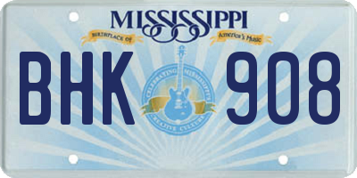 MS license plate BHK908