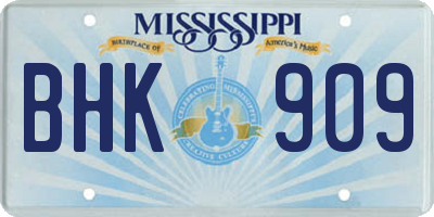 MS license plate BHK909