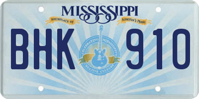 MS license plate BHK910