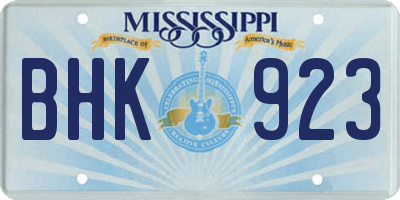 MS license plate BHK923