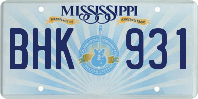 MS license plate BHK931