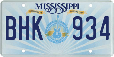 MS license plate BHK934