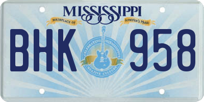 MS license plate BHK958