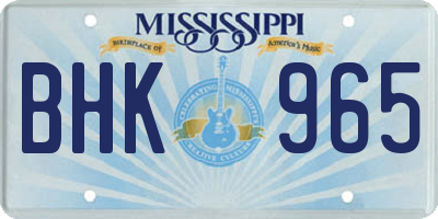 MS license plate BHK965