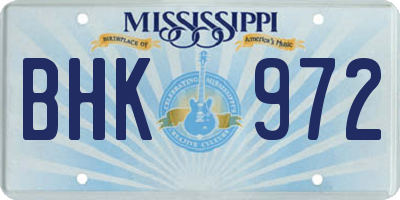 MS license plate BHK972