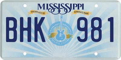 MS license plate BHK981