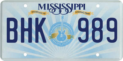 MS license plate BHK989