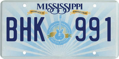 MS license plate BHK991
