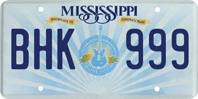 MS license plate BHK999