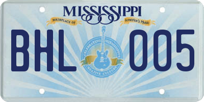 MS license plate BHL005