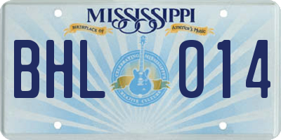 MS license plate BHL014