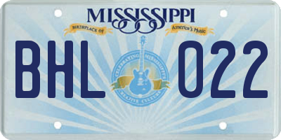MS license plate BHL022