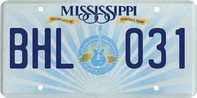 MS license plate BHL031