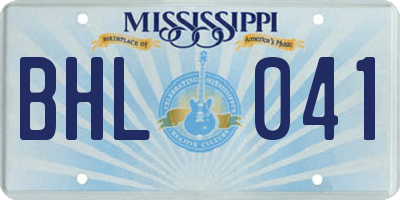 MS license plate BHL041