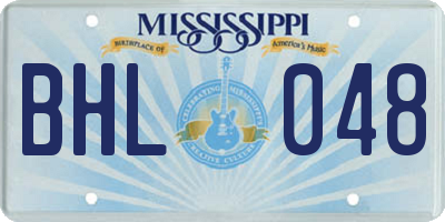 MS license plate BHL048