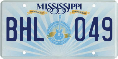 MS license plate BHL049
