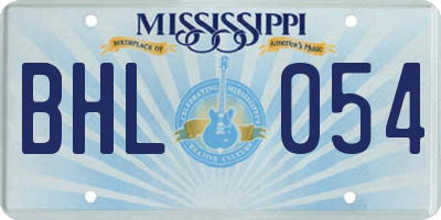 MS license plate BHL054