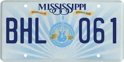 MS license plate BHL061