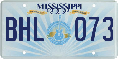 MS license plate BHL073